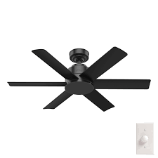 Hunter Fan Company 59613 Hunter Kennicott Indoor, Outdoor Ceiling Fan with  Wall Control, 44, Matte Black Finish