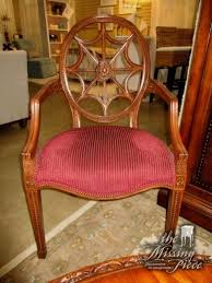 Ethan Allen Spider Back Accent Chair In A Dark Wood With Burgundy Gold Striped Cushion Beautiful Legs On This Striped Cushions Traditional Style Homes Chair