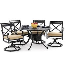 Lakeview Outdoor Designs Carrolton 4 Person Patio Dining Set With Swivel Rockers Round Table Anti Patio Dining Set Outdoor Design Wrought Iron Patio Furniture