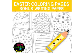 Easter writing paper, easter theme paper, easter border paper, easter theme border paper. Easter Eggs Coloring Pages Writing Paper Graphic By Happy Printables Club Creative Fabrica