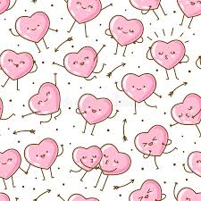 Designer meg braff shares her best wallpaper t. Seamless Pattern With Kawaii Pink Hearts Isolated On White Background Vector Wallpaper For Valentines Day Cute Design Stock Vector Illustration Of Doodle Kawaii 170811713