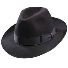 Borsalino Beaver Fur Felt Hat Black Medium Brim