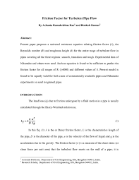 Pdf Friction Factor For Turbulent Pipe Flow Bimlesh Kumar