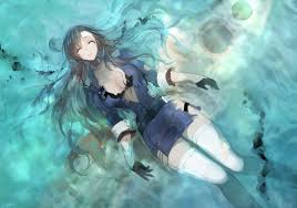 Blue, purple, cyan hair, cyan eyes | animecrazy. Wallpaper Id 165208 Anime Anime Girls Water Closed Eyes Cyan