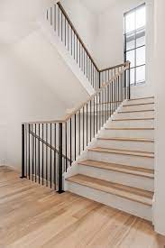 Iron White Oak Railing Staircaserailings Staircase Featuring Iron And White Oak Railing And White Oak Stairway Design House Staircase Iron Staircase Railing