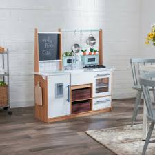 Cloth curtain above the sink Kidkraft Farmhouse Play Kitchen With Ez Kraft Assembly Kids Wooden Kitchen 706943534441 Ebay