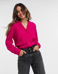 Add a modern yet sophisticated piece to a super cool tie dye shirt dress in hot pink. Mango Pocket Front Shirt In Hot Pink Asos Hot Pink Shirt Hot Pink Fashion