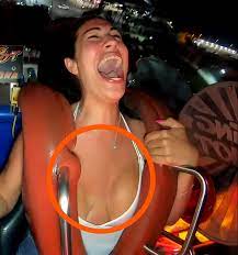 Boobs out on slingshot ride