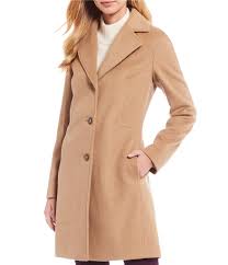 calvin klein classic wool cashmere reefer blend coat