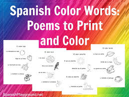 A set of fun esl printable learning cards for kids to study and practise colours vocabulary. Spanish Color Words Rhymes To Print And Color Spanish Playground