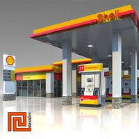 3d Model Of Shell Gas Station Night Shell Gas Station Gas Station Petrol Station