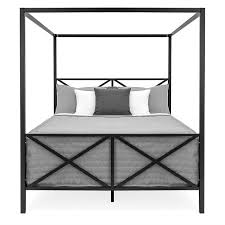 Your bedroom will be your getaway, sanctuary, retreat or anything that you want it to be. Queen Size 4 Post Canopy Bed Frame In Black Metal Finish Q C Home