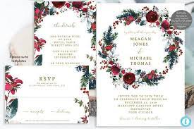 Winter Wedding Invitation Set Templates Christmas Wedding Etsy Winter Wedding Invitations Christmas Wedding Invitations Christmas Invitations Template