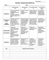 Book Club Literature Circle Comprehensive Rubric Literature Circles Rubrics Literature