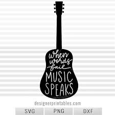 Guitar Silhouette Music Quote Designer Printables Music Silhouette Music Clipart Svg
