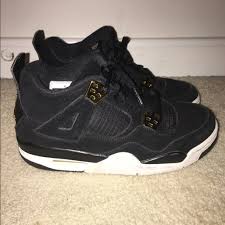 Jordan 4s Black And Gold Jordan Shoes Jordan Royal 4s Sz 4 5y Color Black Gold Size 4 5b Kids Jordans Shoes Black