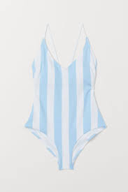 V Neck Swimsuit Light Blue White Striped Ladies H M Us 4 Swimsuits Light Blue Swimsuits Light Blue Bathing Suit
