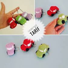 Sevimli Bir Araba Anahtarlik Hem De Yapimi Cok Pratik Ozellikle Erkek Cocuklar Bayilacak Yapacak Olanlara Simdiden Kolay Ge Amigurumi Tig Isleri Orgu