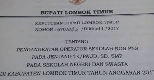 Segala biaya yang timbul berkaitan dengan pelaksanaan keputusan ini dibebankan pada rencana anggaran pendapatan dan belanja sekolah. Operator Sekolah Lombok Timur Dapat Sk Bupati Info Pendidikan Terbaru