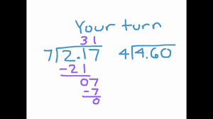 In the quotient that we get, we place the decimal point in the same spot as in the number that is being divided. Dividing Decimals By A Whole Number Youtube