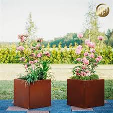 Corten steel finish will slowly patina to a beautiful rust. China Corten Steel Cube Design High Quality Landscape Metal Planter Pot China Garden Planter And Gazebo Price