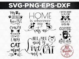 Cat Bundle Svg Files Kitty Svg Cat Print Wall Art Svg Meow Cricut Expression Lettering Machine Embroidery Cat