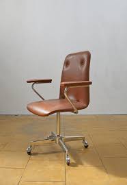 vintage rusty brown leather swivel desk armchair office loft workspace industrial west german mid century modern executive retro studio mcm brown leather office chair brown leather mid century