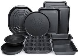 Amazon Com Chefland Juego De 10 Utensilios Para Hornear Antiadherentes Bandejas De Hornear Sartenes Para Hornear In 2020 Bakeware Set Cake Baking Pans Baking Pans
