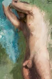 Nude Man With Towel by Eric Wallis.