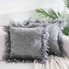 Check spelling or type a new query. Decorative Feather Throw Pillow Covers 18x18 Inches Masonry Velvet Throw Pillows Cushion Covers For Sofa Couch Bed Set Of 2 Silver Grey Buy Online In Qatar At Qatar Desertcart Com Productid 158775096