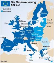 Karte Zu Osterweiterungen Der Eu Im Jahr 2004 Traten Estland Lettland Litauen Polen Tschechien Slowakei Slowenien Ungarn Malta Und Zypern Der Eu Bei Im Jahr 2007 Bulgarien Und Rumanien