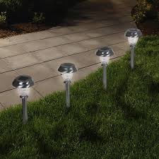 Solar Powered Lights Set Of 6 Led Outdoor Stake Spotlight Fixture For Gardens Pathways And Patios By Pure Garden Glass Walmart Com Walmart Com