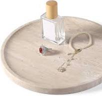 Amazon.com: Travertine Tray, 9.8” Round Marble Vanity Tray ...