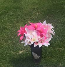 The most common memorial day vase material is glass. Outdoor Memorial Flower Vase With Stake Walmart Com Walmart Com