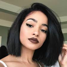Well, as almost with any other color all the hair texture variants are possible with this darkest black. Amazon Com Yaki Straight Short Bob Haircut Front Lace Wig Brazilian Virgin Human Hair Wigs For Women Black Color 10 Inch Lace Front Wig Beauty