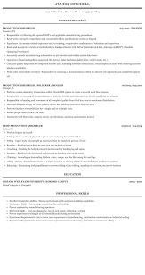 Production Assembler Resume Sample Mintresume