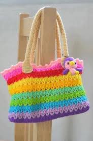 Renkli Orgu Ipi Ile Islenilmis Canta Crochet Bag Rainbow Crochet Crochet