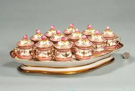 142a Old Paris Porcelain Pot De Creme Set Including Lot 142a Paris Porcelain Pot De Creme Pot De