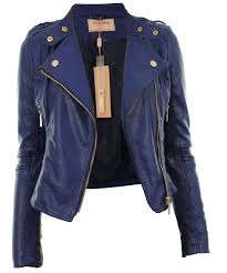 Blue Leather Jacket Women Blue Leather Jacket Leather Look Jackets Jackets For Women