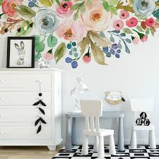 Carly Nursery Decor Border Frame Watercolor Flowers Pink Blue Pastel Colors Wall Decal Girl Baby Room Wall Decor In 2020 Baby Room Wall Decor Nursery Decor Girl Baby Room Wall