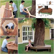 Comment Fabriquer Un Banc Autour D Un Arbre Des Idees In 2020 Tree Bench Bench Around Trees Garden Seating