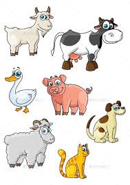 Funny Cartoon Farm Animals And Bird Characters Depicting Cow Sheep Pig Dog Cat Goat Goose Suited For Childish Decor O Cartoon Animals Cartoon Cow Cartoon