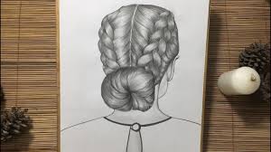 How To Draw A Girl With Double Dutch Braid Bun Hairstyle Step By Step Art Drawings Simple Drawings Dutch Braid