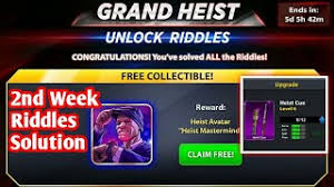 The official 8 ball rules are predominently observed in north america. 8 Ball Pool Grand Heist Riddles Solution 2nd Week Youtube