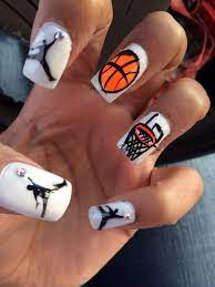 Pin By Lany Burgos On Hair Nails Basketball Nails Sports Nails Basketball Nail Designs