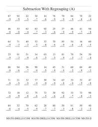 Free touch math number worksheet. Two Digit Minus One Digit Subtraction With All Regrouping A