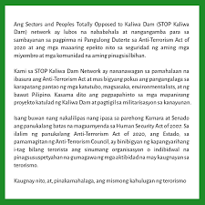 Terror against the freedom of speech, against the freedom of assembly, and terror against civilian freedoms. the prime minister's national security council pushed the bill's first reading in the knesset in september of last year in light of the firebombing attack in the west bank village of duma. Stop Kaliwa Dam Basahin Pahayag Ng Stop Kaliwa Dam Facebook