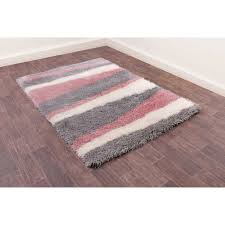 Grey white carpet rugs are textile floor coverings that give a homely and pleasant feel to the rooms. Boston Lightening Grey White Blush Pink Shaggy Rug 80 X 150cm