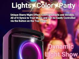 Amazon.com: TPBEAT 便攜式藍牙派對喇叭:160W 峰值強勁響亮重低音無線音箱大型重低音喇叭15 小時電池壽命快速充電附LED  燈顯示適用於戶外露營後院: