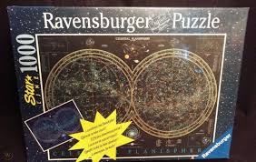 Watch the nocturnal animals wake up in the glowing image! Ravensburger Celestial Planisphere Star Line 1000 Glow In The Dark Jigsaw Puzzle 1813610256